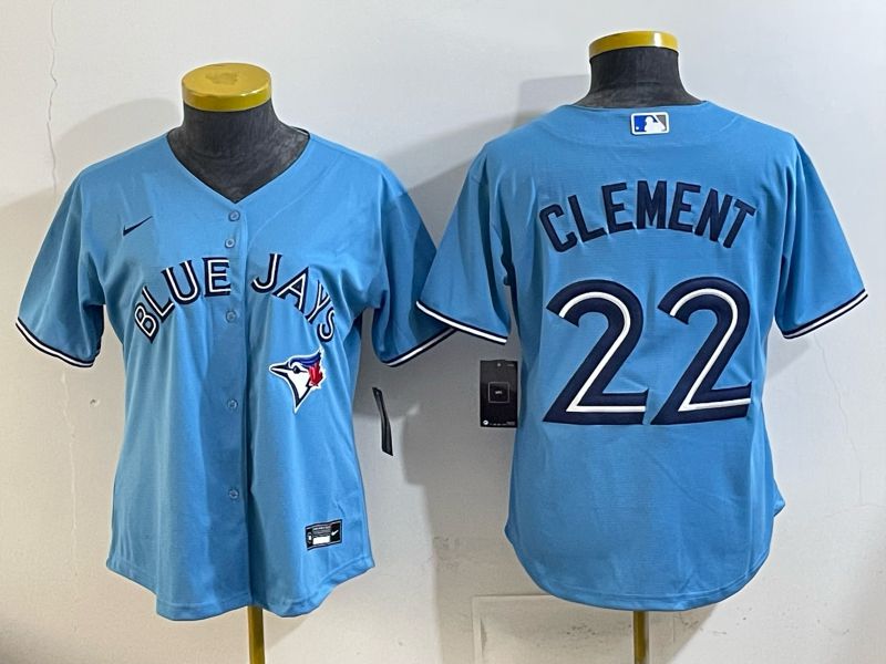 Women 2025 Nike Toronto Blue Jays #22 Clement Light Blue Game MLB Jersey 05->women mlb jersey->Women Jersey